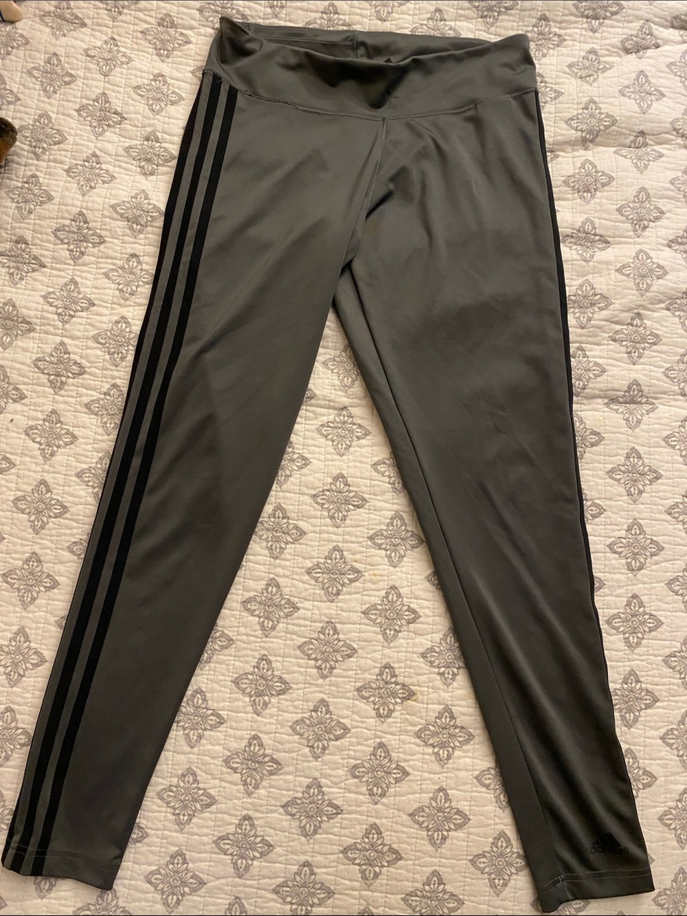 adidas grey Leggings with Side black Stripes